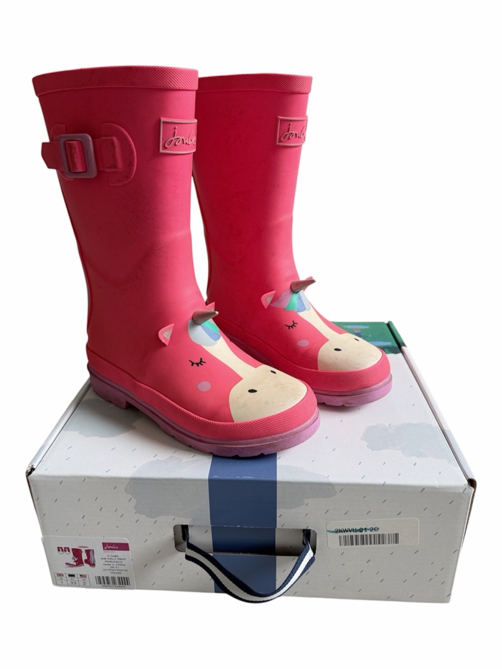 Joules Hot Pink Unicorn Rain Boots for Girl’s - size 2
